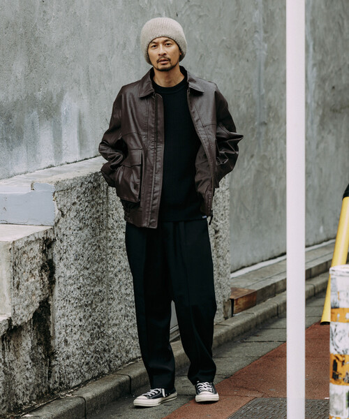 FREAK'S STORE(フリークスストア)の「FREAK’S STORE/フリークスストア フェイクレザー ジップアップ ブルゾン/リラックスフィット(ブルゾン・メンズ・ブラック/ブラウン・MEDIUM/LARGE)」の5枚目の写真