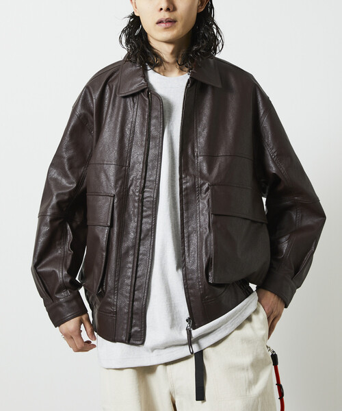 FREAK’S STORE ♡新品フェイクレザージャケット FREAK'S STORE｜フェイクレザー ジップアップ ブルゾン 24AW
