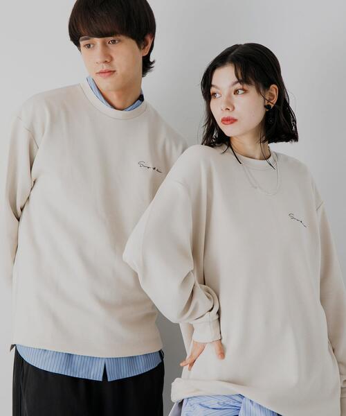 SENSE OF PLACE by URBAN RESEARCH（センスオブプレイスバイアーバンリサーチ）の「『ユニセックス』シシュウダンボールポンチロングスリーブ Tシャツ（Tシャツ/カットソー・メンズ・ブラック/ライトベージュ/グリーン系その他/ホワイト/グリーン・MEDIUM/LARGE）」の3枚目の写真