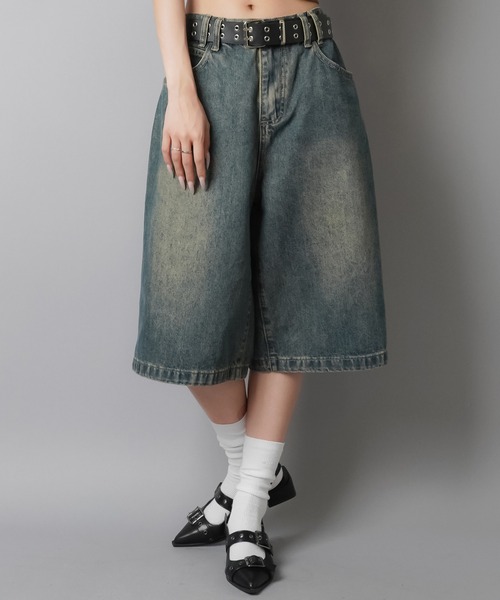 デニム ハーフパンツ ヴィヴィアン ウォッシュドデニムハーフパンツ ヴィンテージライク/S,M,L 3