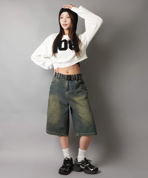 salsation ハーフパンツ ウォッシュドデニムハーフパンツ ヴィンテージライク/S,M,L 3