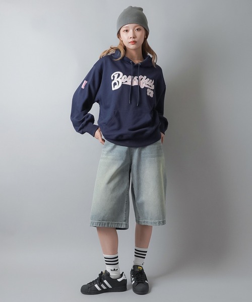 SPINNS（スピンズ）の「ウォッシュドデニムハーフパンツ ヴィンテージライク/S,M,L 3サイズ展開（デニムパンツ・レディース・ブルー/ブラック×イエロー/ブルー系その他・M/S/L）」の9枚目の写真