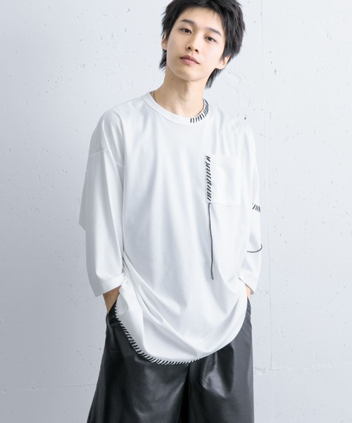 SENSE OF PLACE by URBAN RESEARCH（センスオブプレイスバイアーバンリサーチ）の「ハンドステッチルーズTシャツ（Tシャツ/カットソー・メンズ・ブラック/ネイビー/ホワイト・MEDIUM/LARGE）」の4枚目の写真
