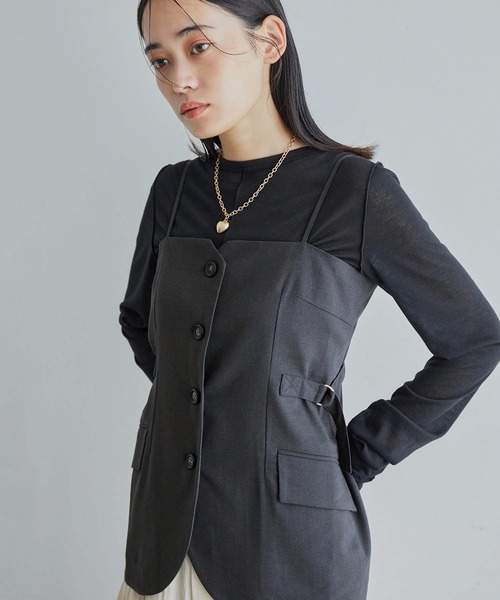 【セール】【セットアップ対応】フロントボタンビスチェ【洗える】（キャミソール）｜VIS（ビス）