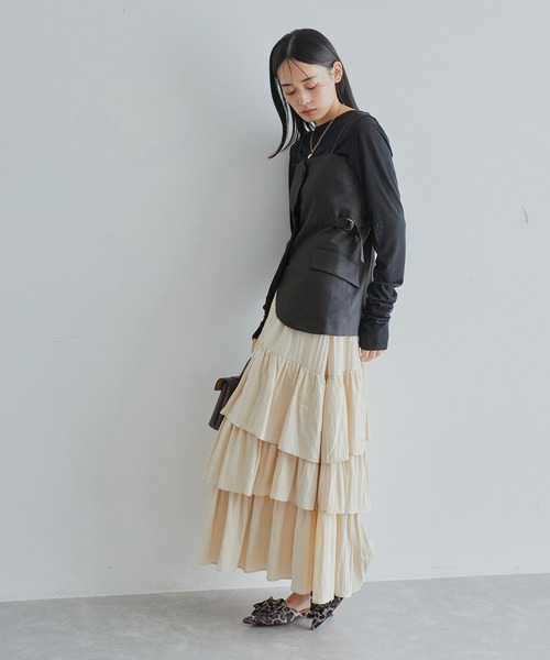 VIS（ビス）の「【セットアップ対応】フロントボタンビスチェ【洗える】（キャミソール・レディース・チャコールグレー/ダークブラウン/ベージュ系その他・FREE）」の8枚目の写真