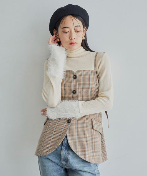 VIS（ビス）の「【セットアップ対応】フロントボタンビスチェ【洗える】（キャミソール・レディース・チャコールグレー/ダークブラウン/ベージュ系その他・FREE）」の15枚目の写真