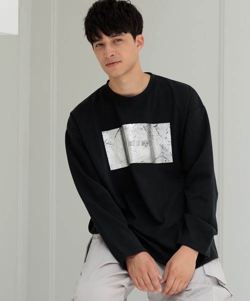 LAKOLE（ラコレ）の「箔プリントT長袖 / 145406（Tシャツ/カットソー・メンズ・グリーン/ブラック/ホワイト・MEDIUM/LARGE）」の3枚目の写真