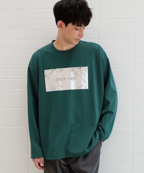 LAKOLE（ラコレ）の「箔プリントT長袖 / 145406（Tシャツ/カットソー・メンズ・グリーン/ブラック/ホワイト・MEDIUM/LARGE）」の7枚目の写真