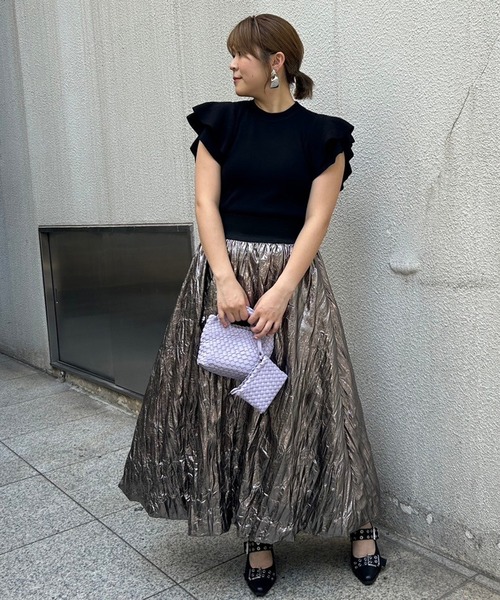 Narcissus（ナルシス）の「フリルニットトップス（Tシャツ/カットソー・レディース・ブラック/ホワイト・FREE）」の15枚目の写真