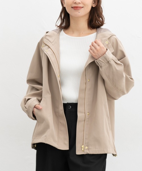 Honeys（ハニーズ）の「【非フッ素撥水加工】フードブルゾン（ブルゾン・レディース・ブラック/カーキ/ネイビー/ベージュ・M/L/LL）」の2枚目の写真