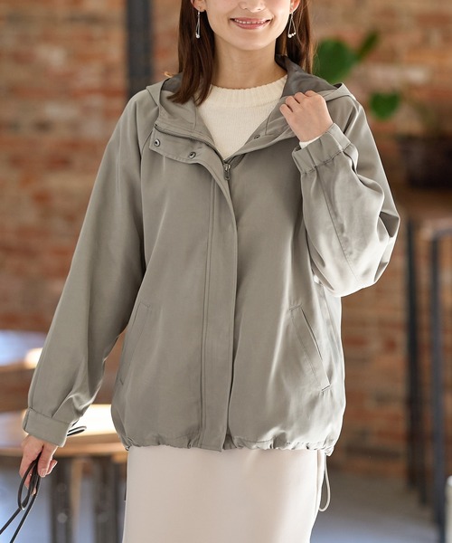 Honeys（ハニーズ）の「【非フッ素撥水加工】フードブルゾン（ブルゾン・レディース・ブラック/カーキ/ネイビー/ベージュ・M/L/LL）」の18枚目の写真