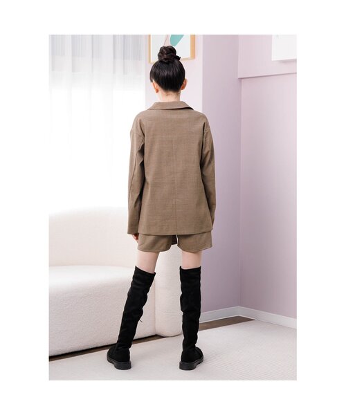algy（アルジー）の「【セットアップ】ロングジャケット（テーラードジャケット・キッズ・ブラウン/グレー・MEDIUM/SMALL/X-SMALL/XX-SMALL）」の19枚目の写真