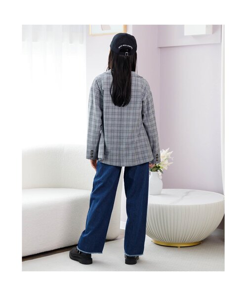 algy（アルジー）の「【セットアップ】ロングジャケット（テーラードジャケット・キッズ・ブラウン/グレー・MEDIUM/SMALL/X-SMALL/XX-SMALL）」の4枚目の写真