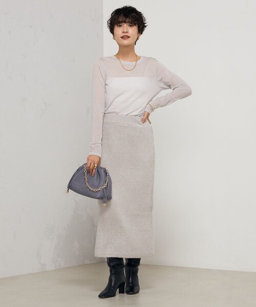 NOLLEY’S Sophi(ノーリーズソフィ)の「カシミヤシルク混ラメロンT(Tシャツ/カットソー・レディース・オフホワイト/グレイッシュベージュ・38)」の20枚目の写真