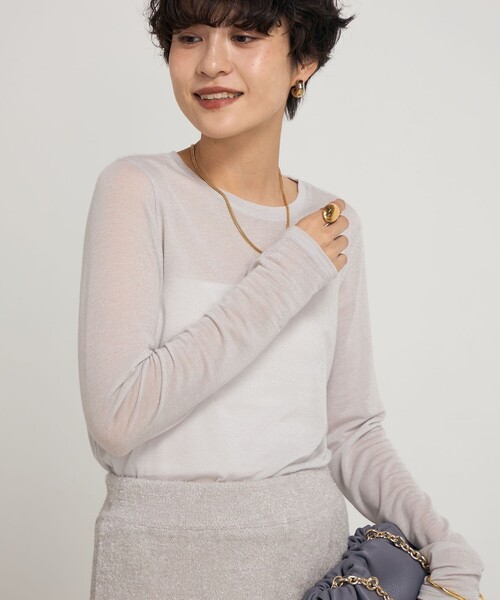 NOLLEY’S Sophi(ノーリーズソフィ)の「カシミヤシルク混ラメロンT(Tシャツ/カットソー・レディース・オフホワイト/グレイッシュベージュ・38)」の21枚目の写真