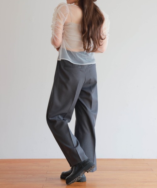 PURE BRIGHT（ピュアブライト）の「ギャザーデザインシアーチュールトップス（Tシャツ/カットソー・レディース・ブラック/アイボリー・FREE）」の18枚目の写真