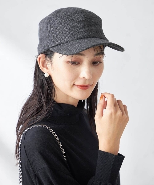 a.v.v(アーヴェヴェ)の「ヘリンボーンキャップ(キャップ・レディース・チャコールグレー/ブラウン・38)」の12枚目の写真