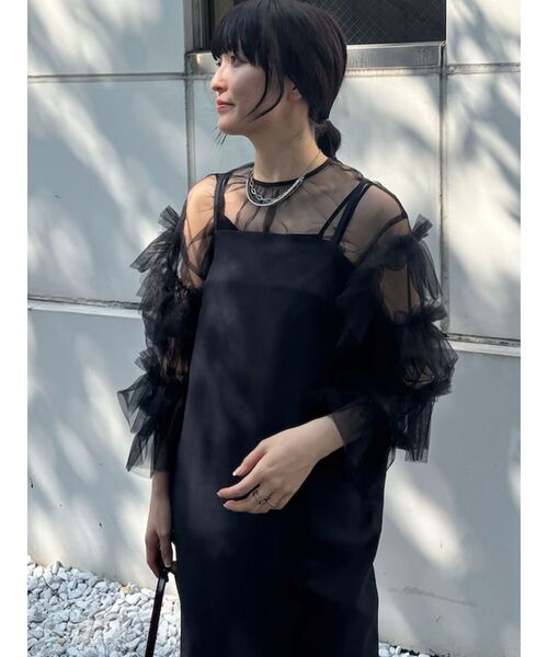 LAGUNAMOON(ラグナムーン)の「チュールブラウス(シャツ/ブラウス・レディース・ブラック/チャコールグレー・FREE)」の5枚目の写真