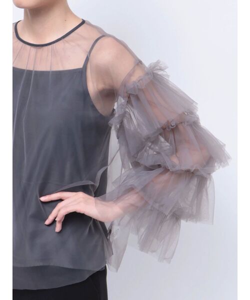 LAGUNAMOON(ラグナムーン)の「チュールブラウス(シャツ/ブラウス・レディース・ブラック/チャコールグレー・FREE)」の12枚目の写真