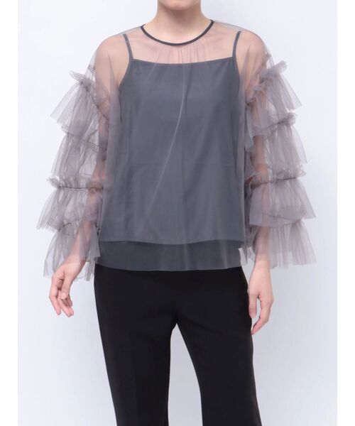 LAGUNAMOON(ラグナムーン)の「チュールブラウス(シャツ/ブラウス・レディース・ブラック/チャコールグレー・FREE)」の21枚目の写真