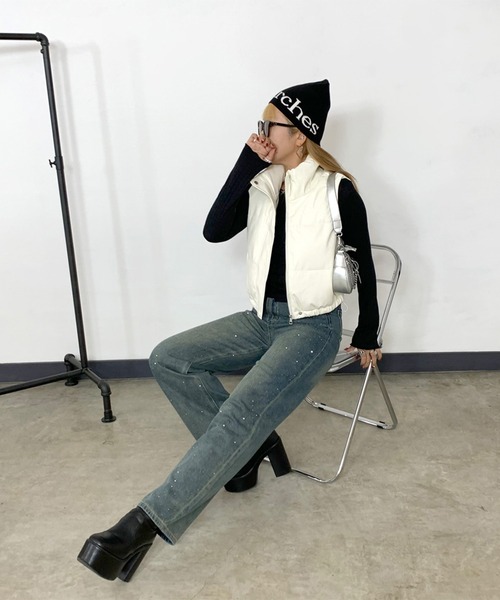 non-hedge（ノンヘッジ）の「ロゴビーニー（ニットキャップ/ビーニー・レディース・グレー/ホワイト/ブラック・FREE）」の6枚目の写真