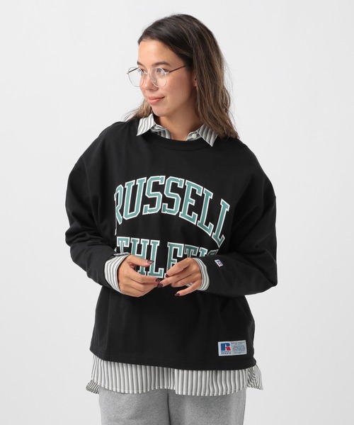 Russell Athletic（ラッセルアスレティック）の「【RUSSELL ATHLETIC (ラッセルアスレティック）】別注ロングスリーブロゴT（Tシャツ/カットソー・レディース・ブラック/グリーン/オフホワイト・FREE）」の18枚目の写真