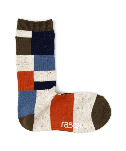 rasox（ラソックス）の「rasox（ラソックス）／　パッチワークコットンネップ（ソックス/靴下・レディース・オリーブ/サックスブルー/グレー・SMALL/MEDIUM/LARGE）」の8枚目の写真