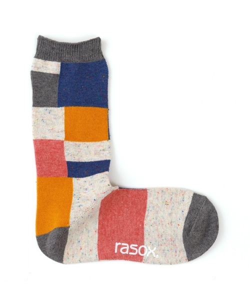 rasox（ラソックス）の「rasox（ラソックス）／　パッチワークコットンネップ（ソックス/靴下・レディース・オリーブ/サックスブルー/グレー・SMALL/MEDIUM/LARGE）」の6枚目の写真