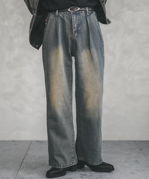 (古着)00s papas ワイドデニムスラックス ブラック cityboy 古着)00s papas ワイドデニムスラックス ブラック cityboy