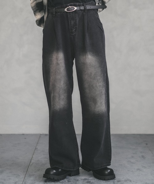 【SPORTMAX】ANGRI オーバーサイズ ５ポケット デニム パンツ OVER DYE CURVE DENIM PANTS/ オーバーダイカーブデニムパンツ