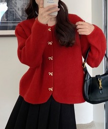 コムデギャルソン　タオ　リボン付き赤ボレロ カーディガン/ボレロ（レッド/赤色系・リボン）ファッション通販