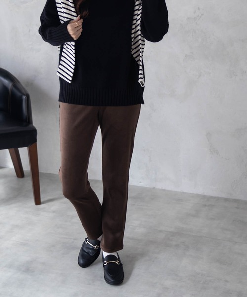 NAVY（ネイビー）の「nAvy 温℃ あったか 裏ベロアスリムパンツ（その他パンツ・レディース・ブラウン/ブラック・M/L）」の3枚目の写真