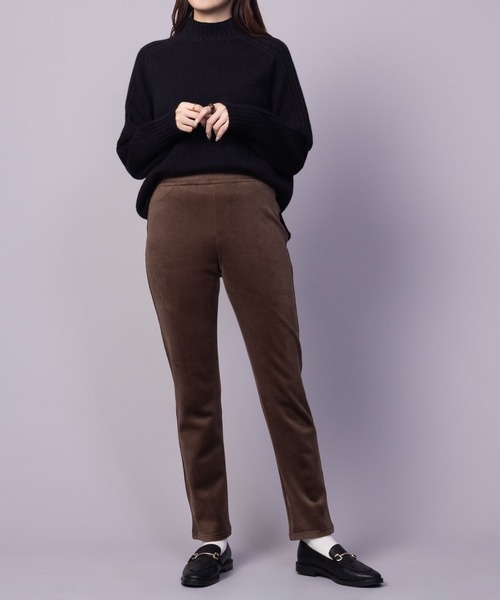 NAVY（ネイビー）の「nAvy 温℃ あったか 裏ベロアスリムパンツ（その他パンツ・レディース・ブラウン/ブラック・M/L）」の4枚目の写真
