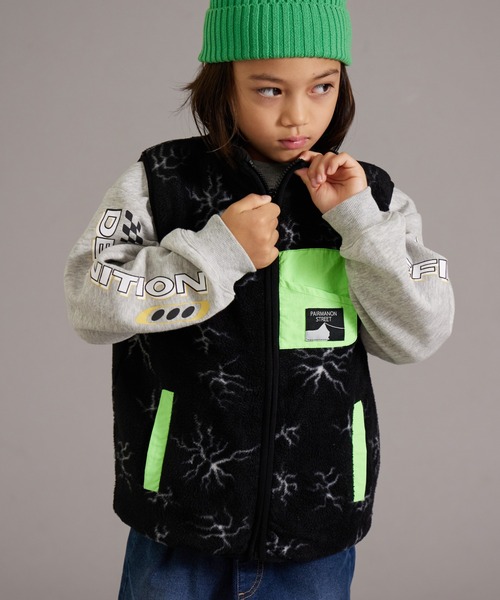 PAIRMANON STREET（ペアマノンストリート）の「【PAIRMANON STREET】マイクロフリース 無地 クレイジー 配色 ベスト（ベスト・キッズ・ベージュ/グリーン系その他/ベージュ系その他/ブラック系その他/ブラック/ブルー・100/120/150/160/140/90/130/110）」の3枚目の写真