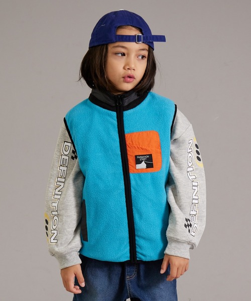 PAIRMANON STREET（ペアマノンストリート）の「【PAIRMANON STREET】マイクロフリース 無地 クレイジー 配色 ベスト（ベスト・キッズ・ベージュ/グリーン系その他/ベージュ系その他/ブラック系その他/ブラック/ブルー・100/120/150/160/140/90/130/110）」の6枚目の写真