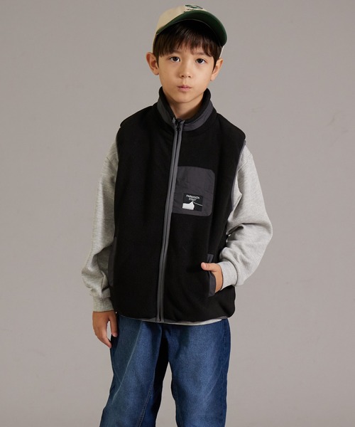 PAIRMANON STREET（ペアマノンストリート）の「【PAIRMANON STREET】マイクロフリース 無地 クレイジー 配色 ベスト（ベスト・キッズ・ベージュ/グリーン系その他/ベージュ系その他/ブラック系その他/ブラック/ブルー・100/120/150/160/140/90/130/110）」の13枚目の写真