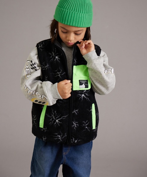 PAIRMANON STREET（ペアマノンストリート）の「【PAIRMANON STREET】マイクロフリース 無地 クレイジー 配色 ベスト（ベスト・キッズ・ベージュ/グリーン系その他/ベージュ系その他/ブラック系その他/ブラック/ブルー・100/120/150/160/140/90/130/110）」の16枚目の写真