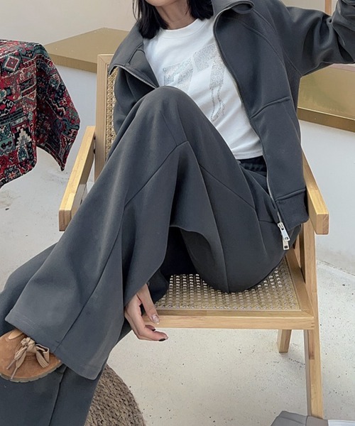 aimoha（アイモハ）の「ハイネックダブルジップスウェットジャケット (LV)（スウェット・レディース・ピンク/ダークグレー/ライトベージュ/グレイッシュベージュ/ダークベージュ・MEDIUM/LARGE/X-LARGE）」の16枚目の写真