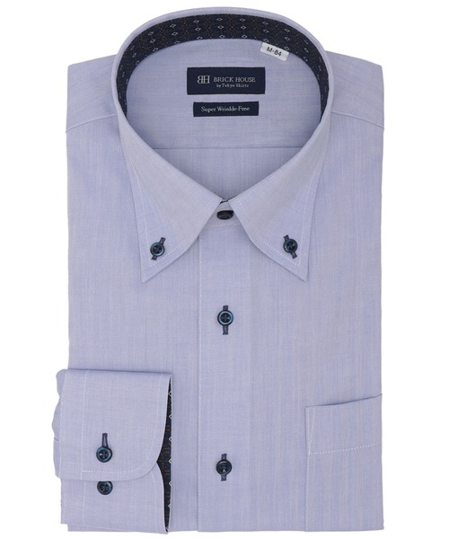 TOKYO SHIRTS(トウキョウシャツ)の「超形態安定ノーアイロン ボタンダウン 長袖ビジネスワイシャツ(ビジネスシャツ・メンズ・ブルー・首回り37cm-裄丈80cm/首回り39cm-裄丈80cm/首回り39cm-裄丈84cm/首回り41cm-裄丈82cm/首回り41cm-裄丈86cm/首回り42cm-裄丈82cm/首回り42cm-裄丈86cm/首回り43cm-裄丈82cm/首回り43cm-裄丈86cm)」の1枚目の写真