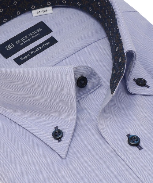 TOKYO SHIRTS(トウキョウシャツ)の「超形態安定ノーアイロン ボタンダウン 長袖ビジネスワイシャツ(ビジネスシャツ・メンズ・ブルー・首回り37cm-裄丈80cm/首回り39cm-裄丈80cm/首回り39cm-裄丈84cm/首回り41cm-裄丈82cm/首回り41cm-裄丈86cm/首回り42cm-裄丈82cm/首回り42cm-裄丈86cm/首回り43cm-裄丈82cm/首回り43cm-裄丈86cm)」の2枚目の写真