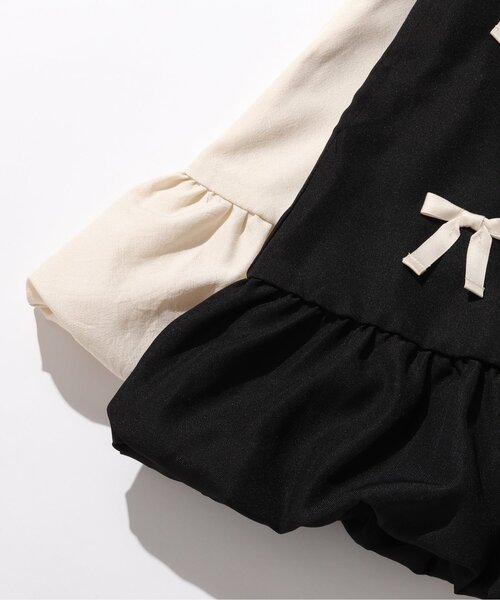 apres les cours（アプレレクール）の「【フォーマル対応/ジュニア対応】メニーリボンバルーンジャンスカセット＿アプレレクールマシェリ（ジャンパースカート・キッズ・キナリ/ブラック・90/100/110/120/80/130/140）」の15枚目の写真