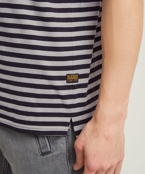 セール】NIFOUS STRIPE T-SHIRT/ワンポイントロゴストライプT