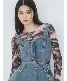 ベスト ジレ WASHED DENIM BUSTIER レディース デニム ジレ」に該当するレディースのベストファッション通販