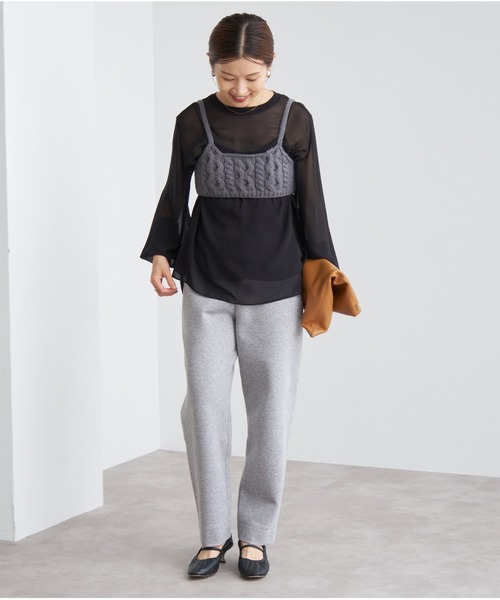 IENA（イエナ）の「《追加》シアーシフォン リブネックブラウス（シャツ/ブラウス・レディース・ホワイト/ブラック・FREE）」の4枚目の写真