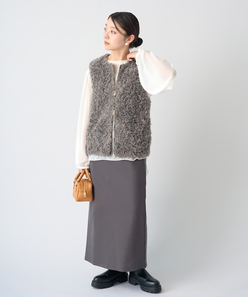 IENA（イエナ）の「《追加》シアーシフォン リブネックブラウス（シャツ/ブラウス・レディース・ホワイト/ブラック・FREE）」の5枚目の写真