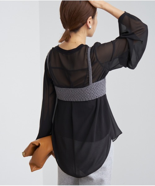 IENA（イエナ）の「《追加》シアーシフォン リブネックブラウス（シャツ/ブラウス・レディース・ホワイト/ブラック・FREE）」の21枚目の写真