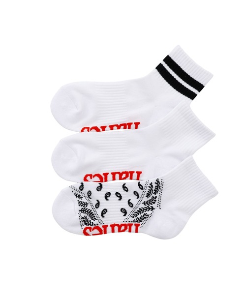 HANES(ヘインズ)の「【Hanes/ヘインズ】メンズ 【3足組】 クォーターレングスソックス(ソックス/靴下・メンズ・ホワイト/ブラック・MEDIUM/SMALL)」の1枚目の写真