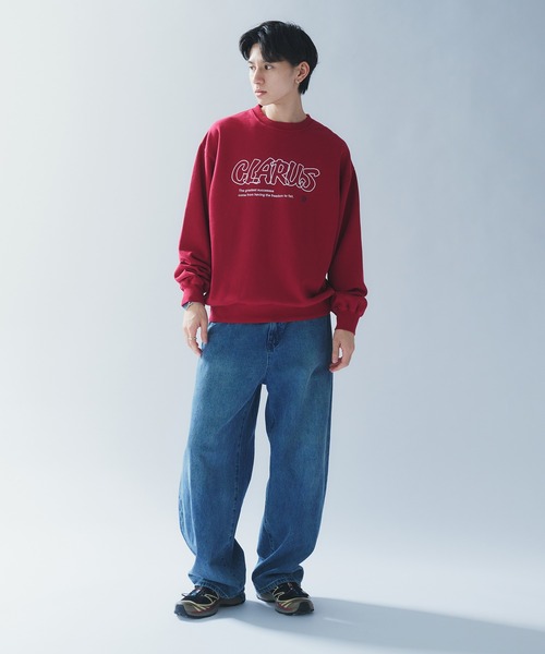 Adoon plain（アドーンプレーン）の「HANDWRITTEN LOGO SWEAT / 手書き風ロゴスウェット（スウェット・メンズ・ボルドー/ネイビー・MEDIUM/LARGE）」の3枚目の写真