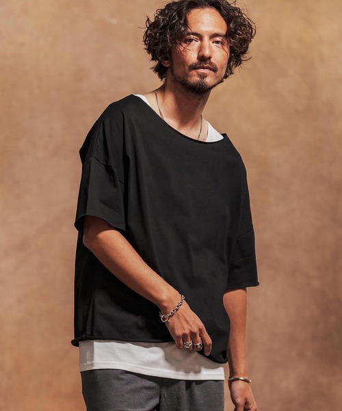 Jih Nunc(ジーヌンク)の「mt9431-ルーズネックカットソー(Tシャツ/カットソー・メンズ・グリーン/ピンク/ホワイト/ブラック・L/M/S)」の12枚目の写真