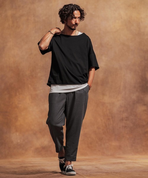 Jih Nunc(ジーヌンク)の「mt9431-ルーズネックカットソー(Tシャツ/カットソー・メンズ・グリーン/ピンク/ホワイト/ブラック・L/M/S)」の14枚目の写真
